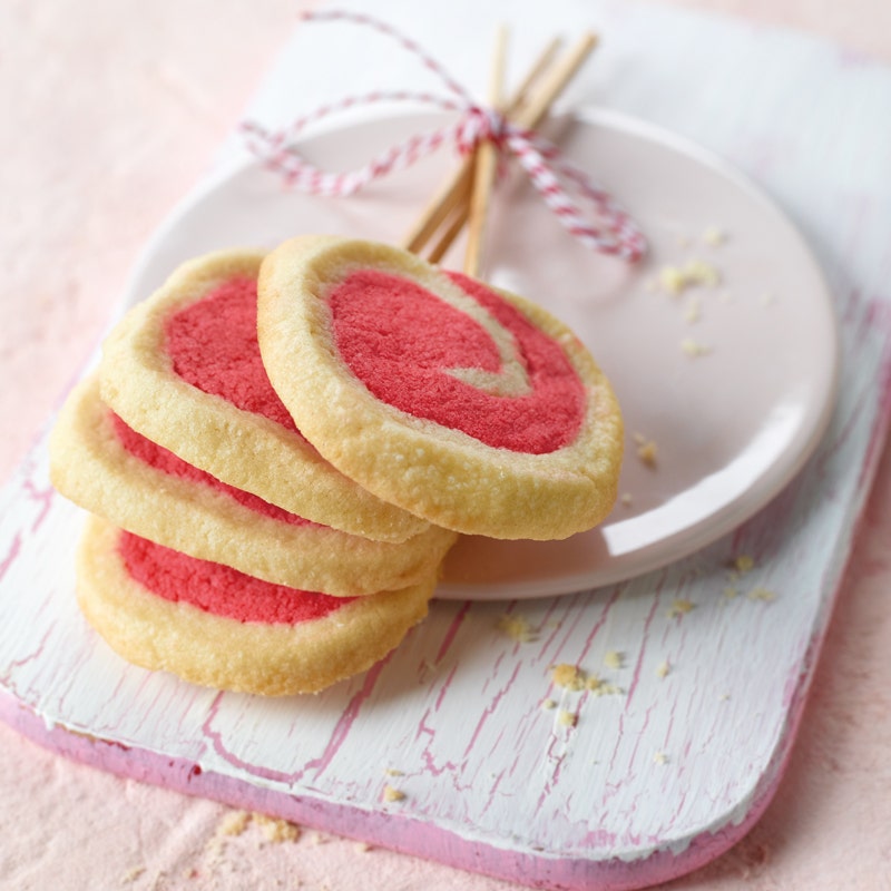 Rosa-weisse Biskuitlollies