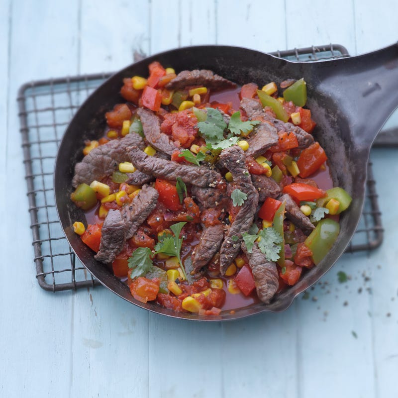 Mexikanische Steakpfanne mit Mais