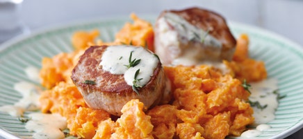 Médaillon de porc et sa purée de carottes