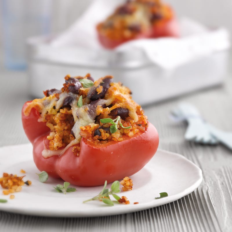 Gefüllte Peperoni mit Kidneybohnen und Bulgur