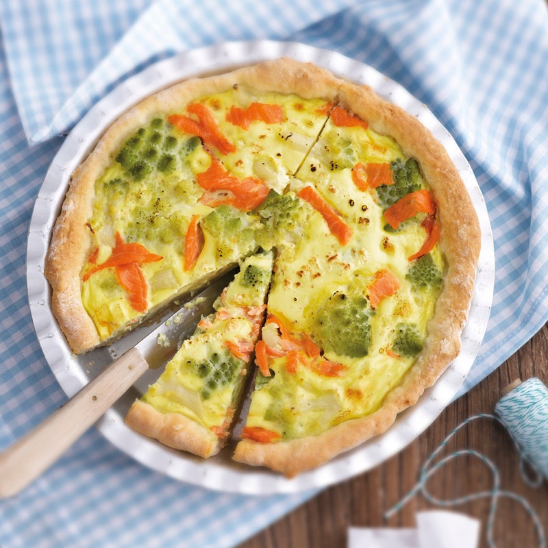 Romanescoquiche mit geräuchertem Lachs
