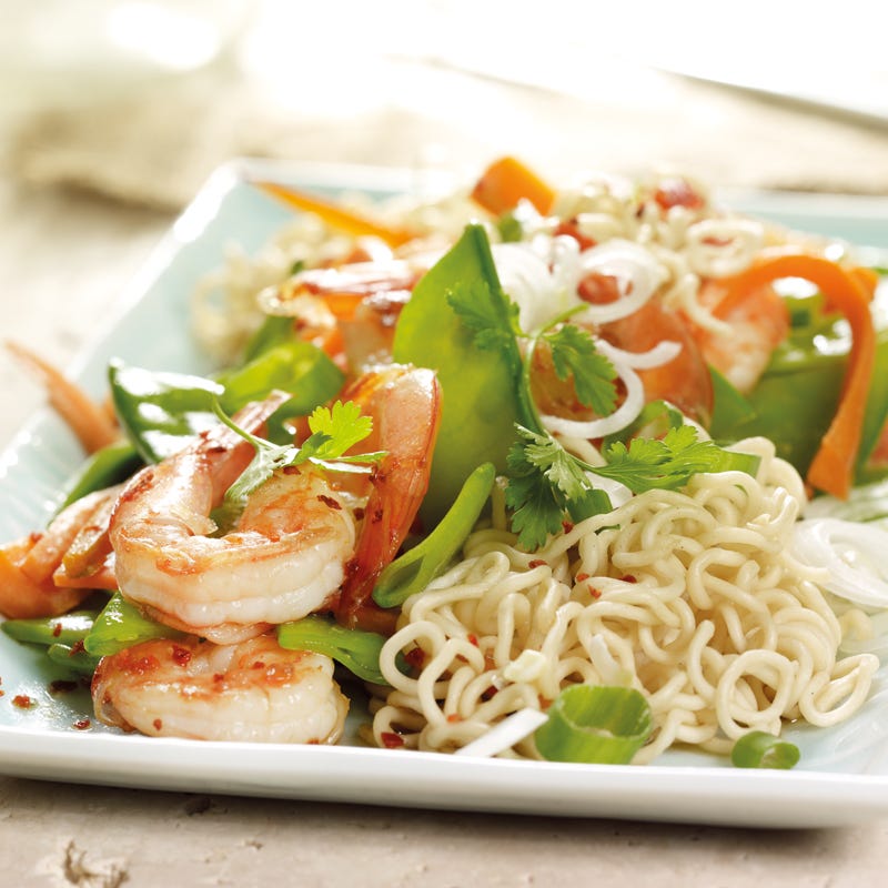 Photo de Pâtes aux crevettes sauce teriyaki prise par WW