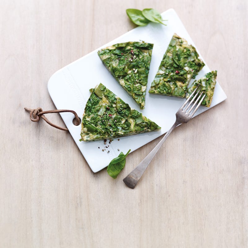 Kefenfrittata mit Blattspinat