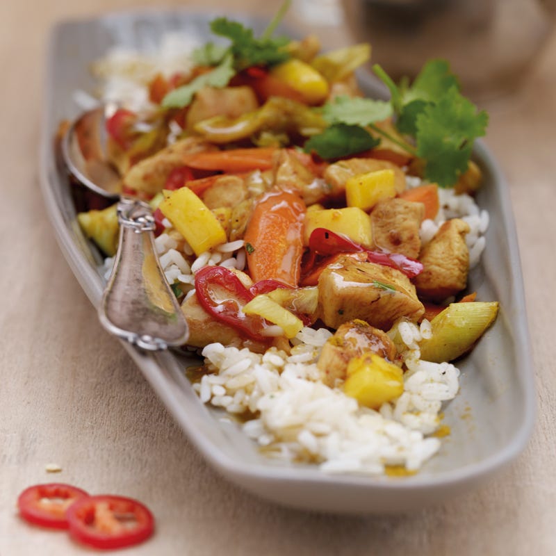 Fruchtiges Pouletcurry mit Lauch