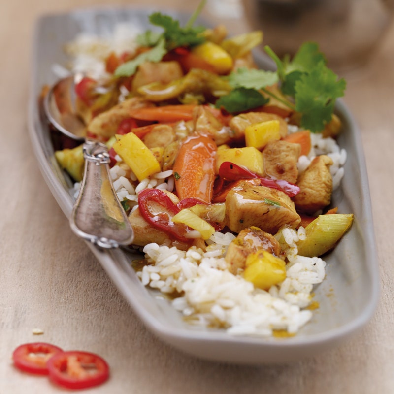 Fruchtiges Pouletcurry mit Lauch