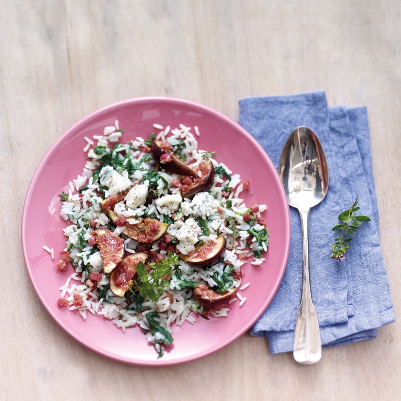 Schnelles Risotto mit Feige und Gorgonzola