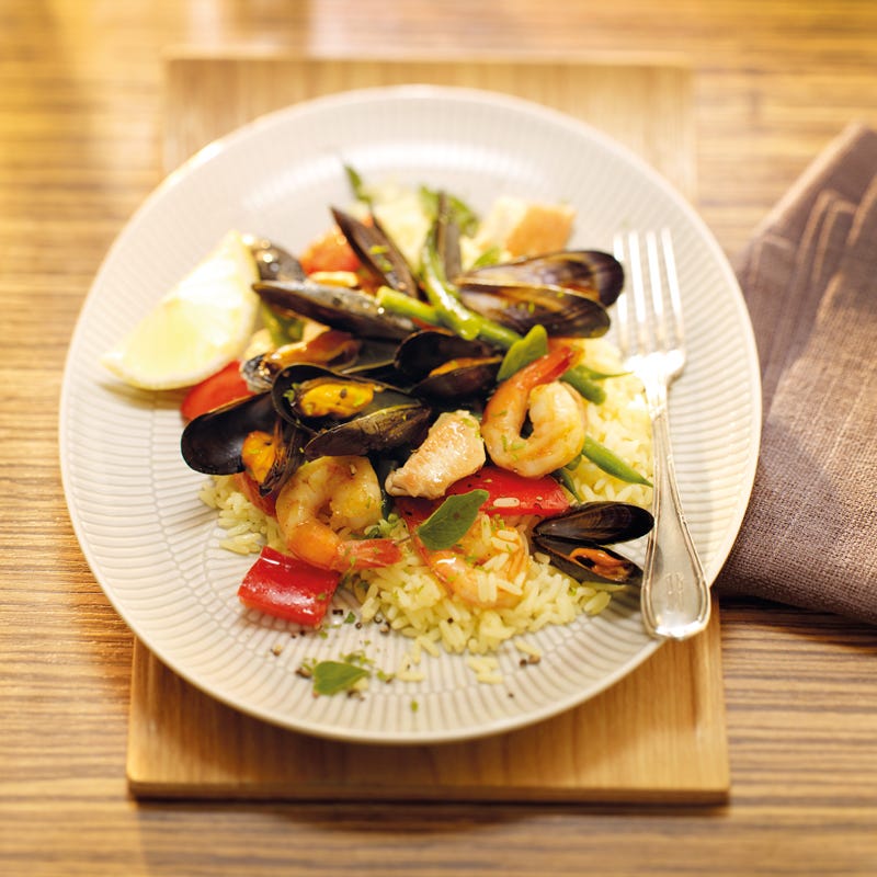 Photo de Paëlla au poulet et aux fruits de mer prise par WW