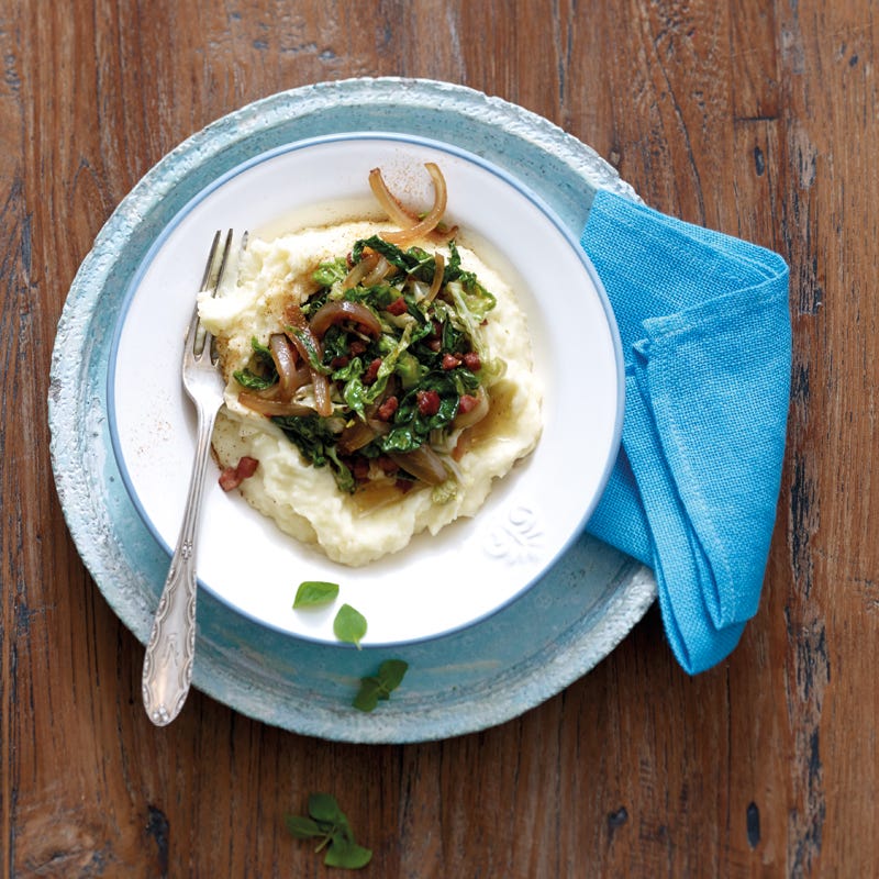 Gebratener Wirz mit Schinkenwürfeli und Kartoffelpüree