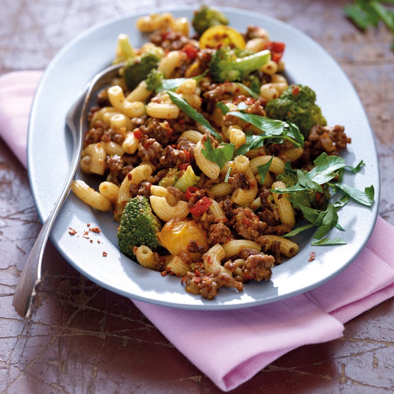 Scharfe One-Pot-Pasta mit Hackfleisch