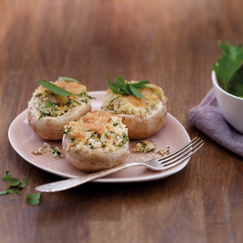 Gratinierte Riesenchampignons mit Couscousfüllung
