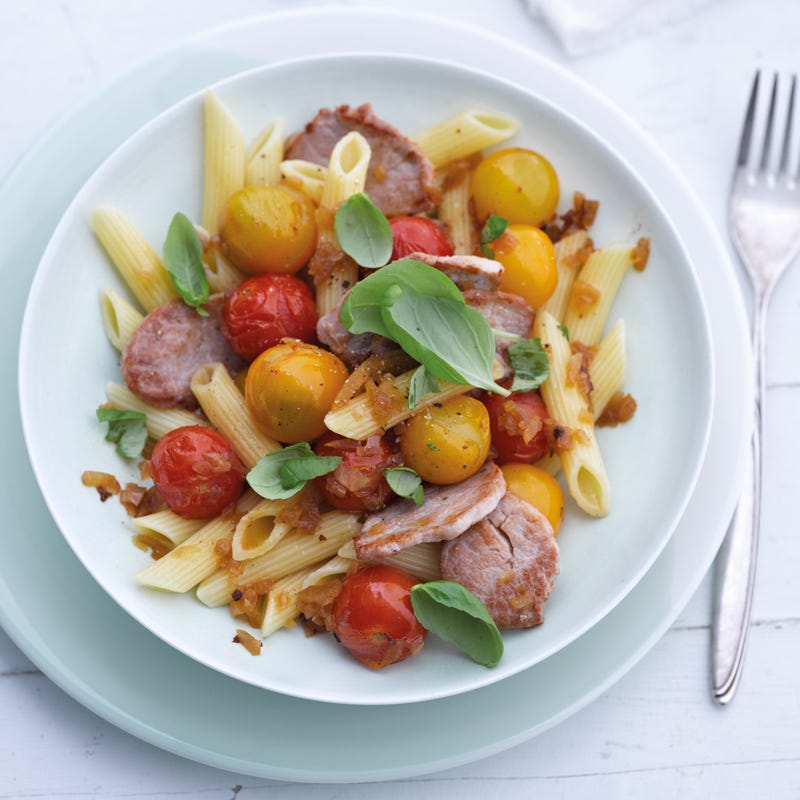 Penne mit geschmolzenen Vanilletomaten