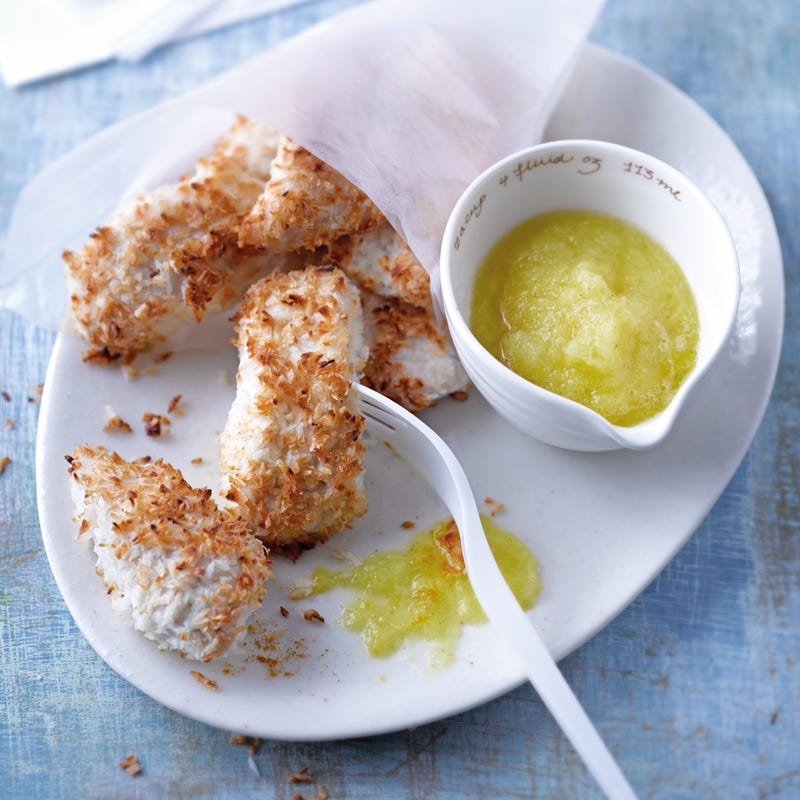 Poulet-Kokos-Ecken mit Ananasdip