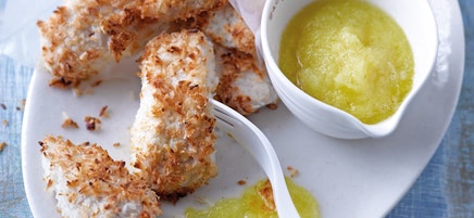 Poulet-Kokos-Ecken mit Ananasdip
