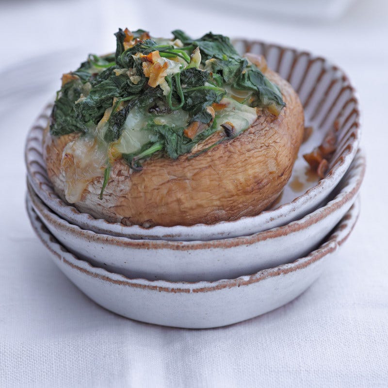 Gefüllte Champignons mit Spinat