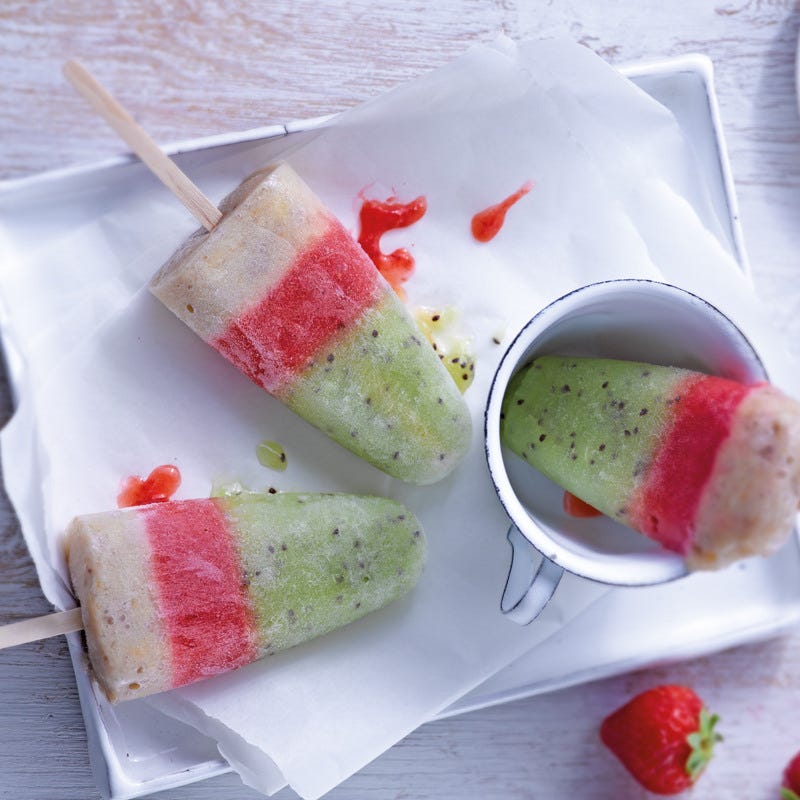 Dreifarbige Frucht-Icepops
