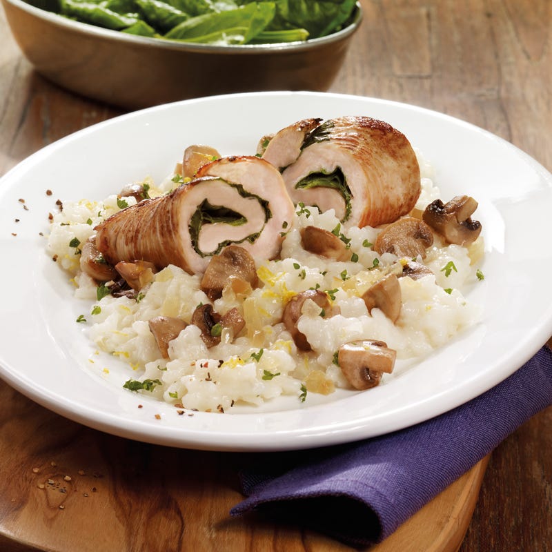 Photo de Paupiette de dinde aux épinards et risotto aux champignons prise par WW