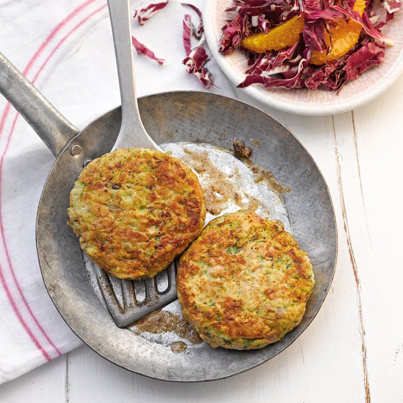 Thunfischtätschli mit Orangen-Radicchio-Salat
