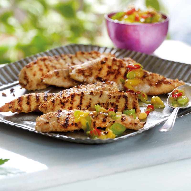 Kokospoulet mit Mangosalsa