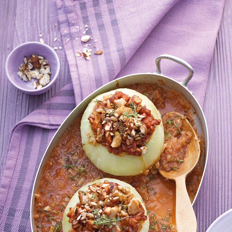 Ofenkohlrabi mit Truten-Grünkern-Füllung