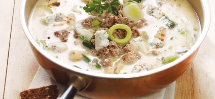 Lauch-Suppe mit Gorgonzola