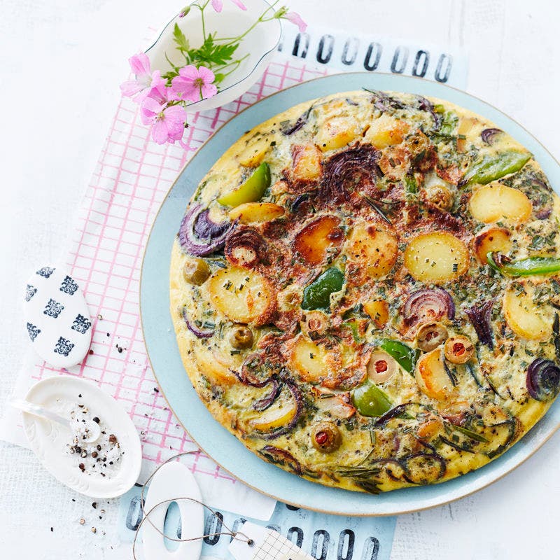 Frittata mit Kartoffeln und Peperoni