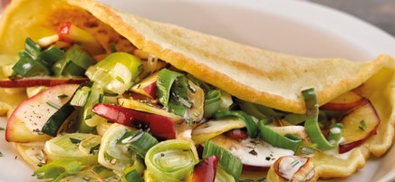 Crêpes à la pomme et au poireau