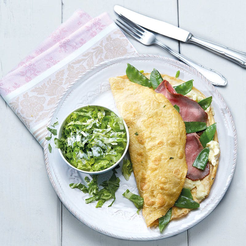 Omelette mit Roastbeef und Mangofrischkäse