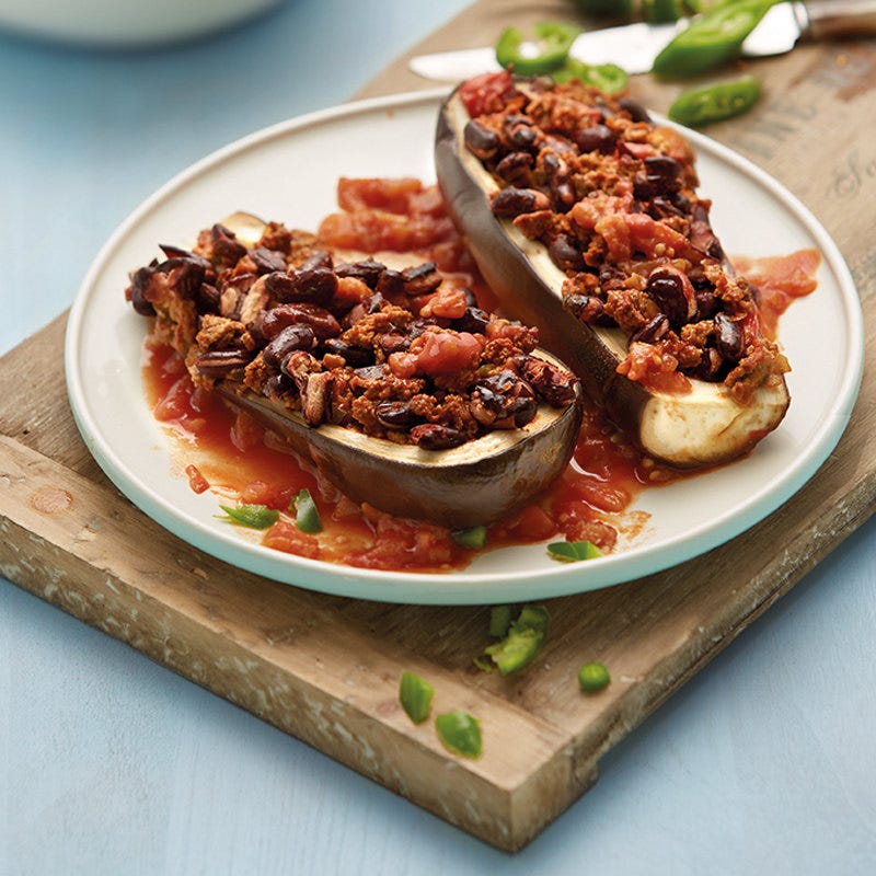 Gefüllte Aubergine mit Chili