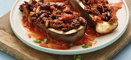 Gefüllte Aubergine mit Chili