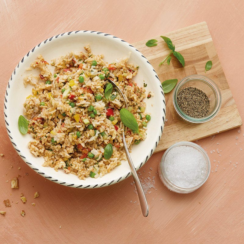 Reissalat mit Baumnuss-Ricotta-Pesto