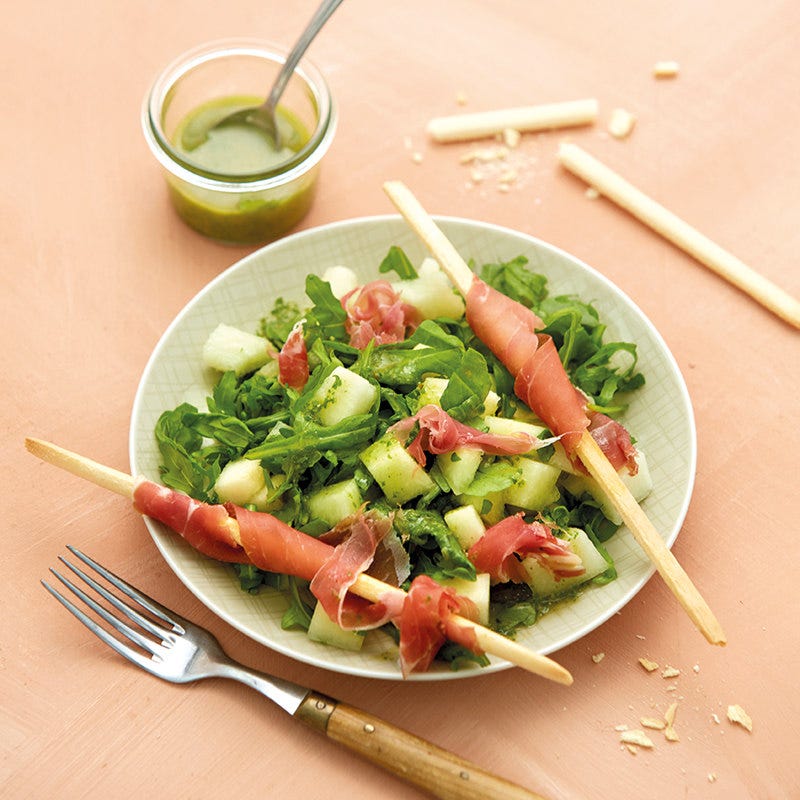 Melonen-Rucola-Salat mit Parmaschinken