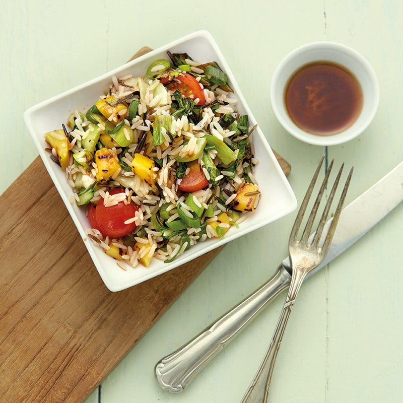 Lauwarmer Wildreissalat mit gegrillter Mango