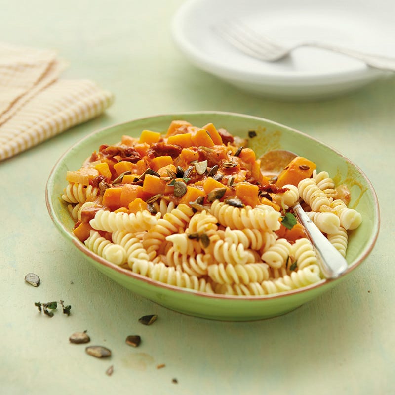 Kürbisragout mit Fusilli