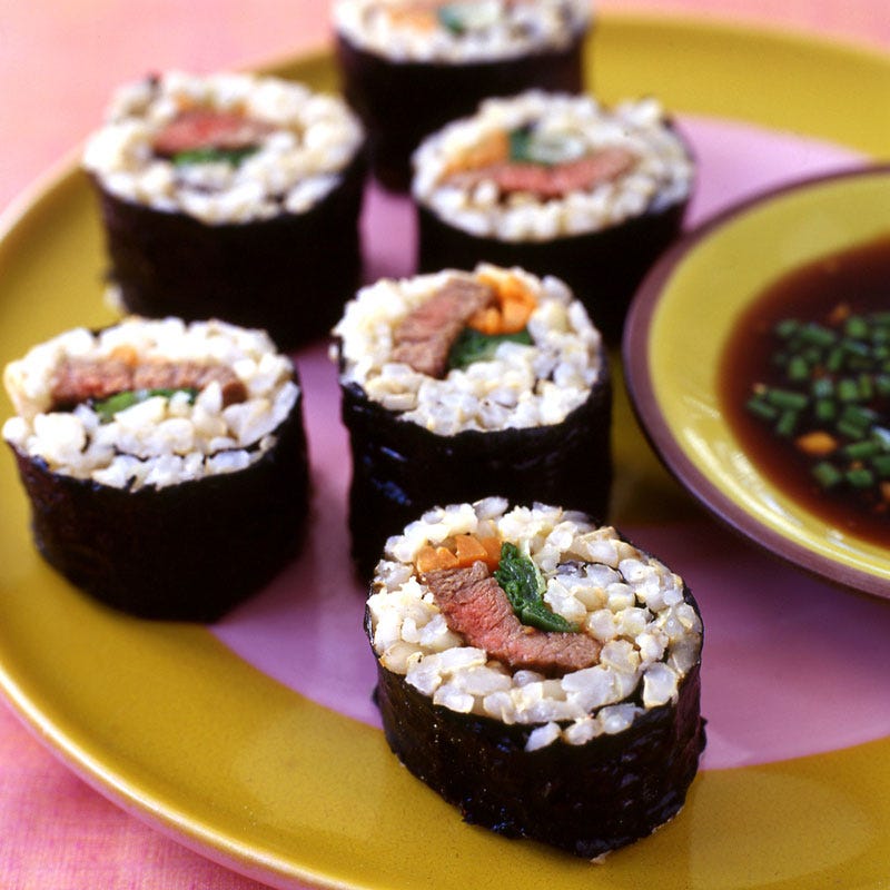 Beef sushi rolls
