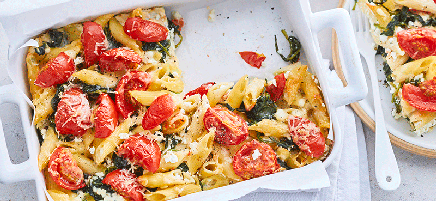 Cottage cheese and spinach pasta bake