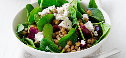 Lentil, beetroot and feta salad