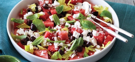 Watermelon, feta and mint salad