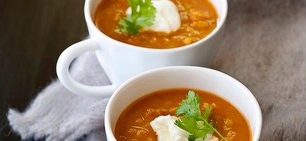 Spiced lentil and sweet potato soup