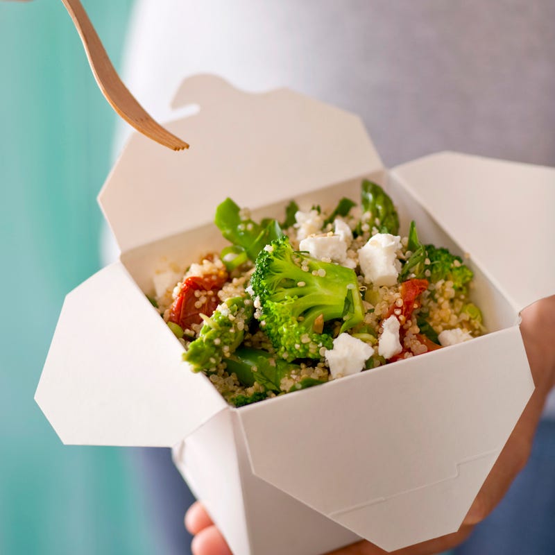 Quinoa salad with asparagus and feta