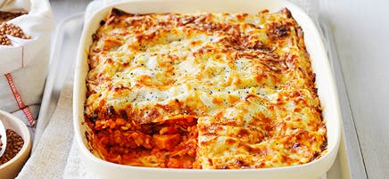 Red lentil and pumpkin lasagne