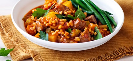 Lamb, barley and rosemary stew