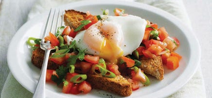 Poached egg with tomato salsa