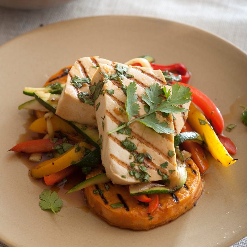 Photo of Teriyaki tofu and vegetable stacks by WW