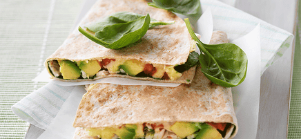 Toasted chicken, avocado and cheese tortilla