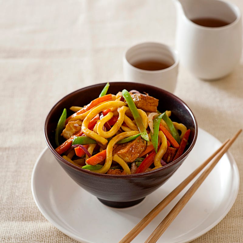Spicy tofu and snowpea stir-fry