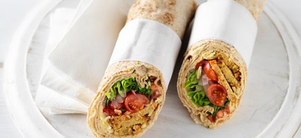 Falafel and hummus pita wrap