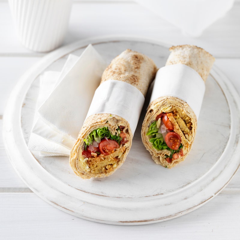 Falafel and hummus pita wrap
