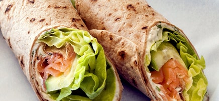 Rye wrap with smoked salmon and cucumber
