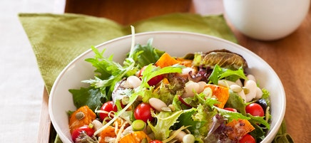 Pumpkin, pepita and white bean salad
