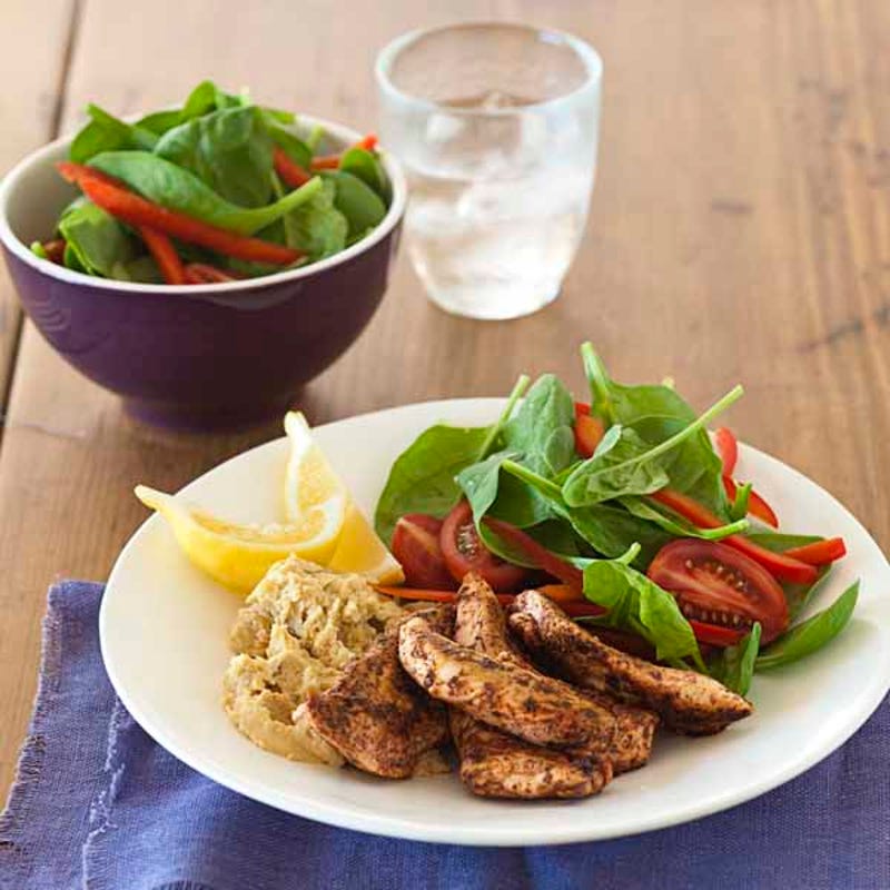 Sumac chicken with hummus